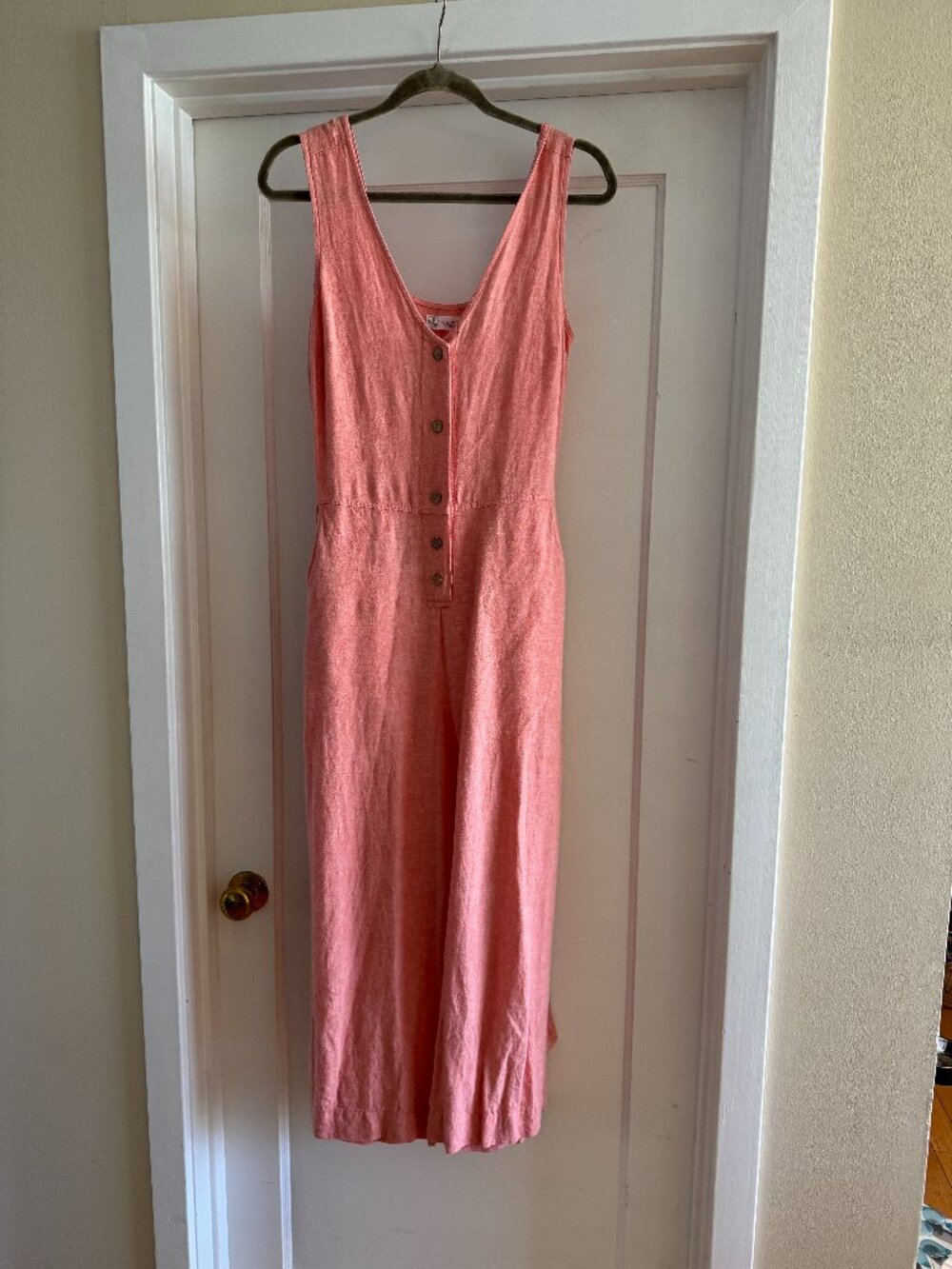 Carve Designs Linen Jumpsuit in Coral